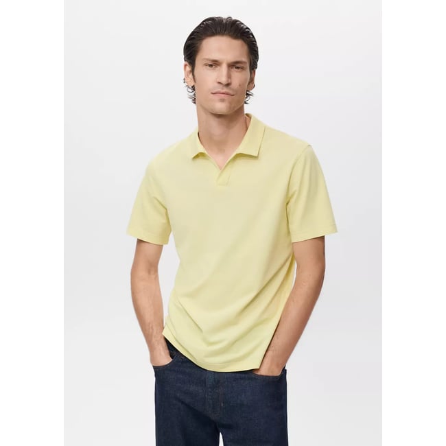 Polo coton piqué jaune fluo <span itemprop=