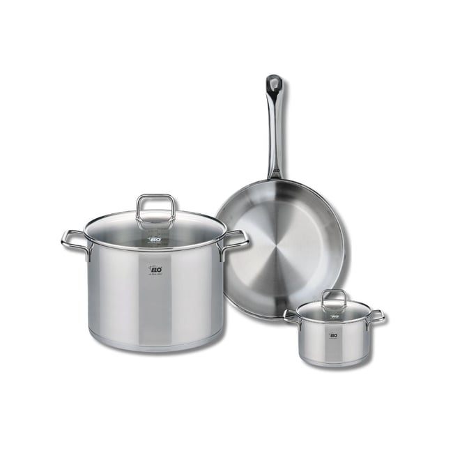 Batterie 1 poêle 28cm + 2 faitouts 14/26cm PROFI CITRIN inox <span itemprop=