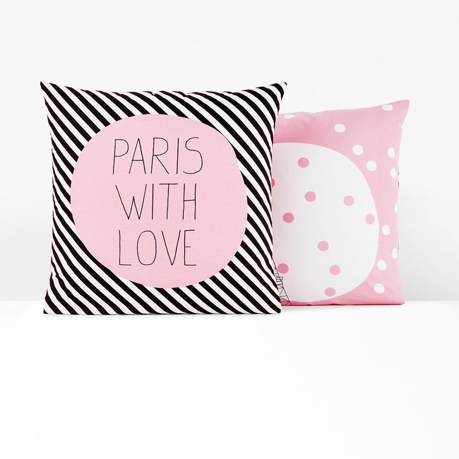 Taie d’oreiller coton, Paris for ever noir/rose/blanc LA REDOUTE INTERIEURS