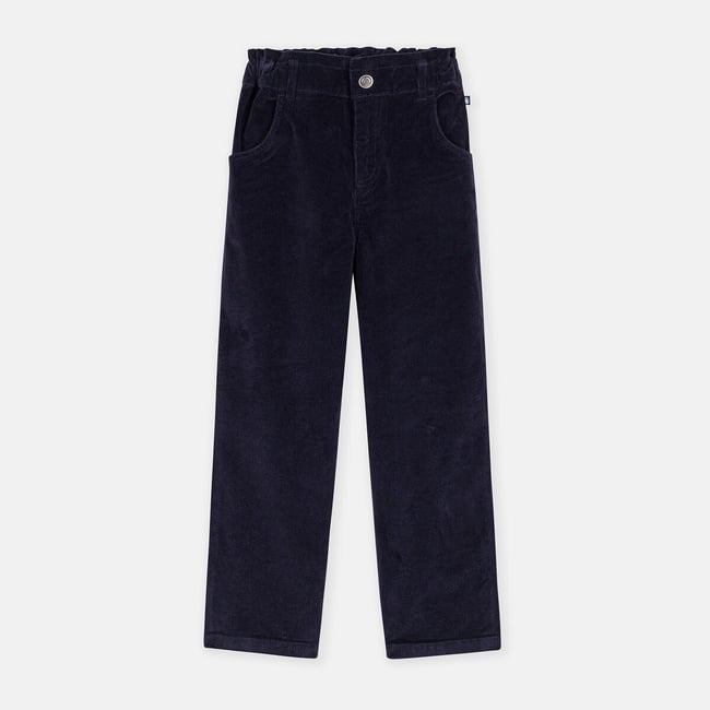 Pantaloni flare in velluto blu marino PETIT BATEAU