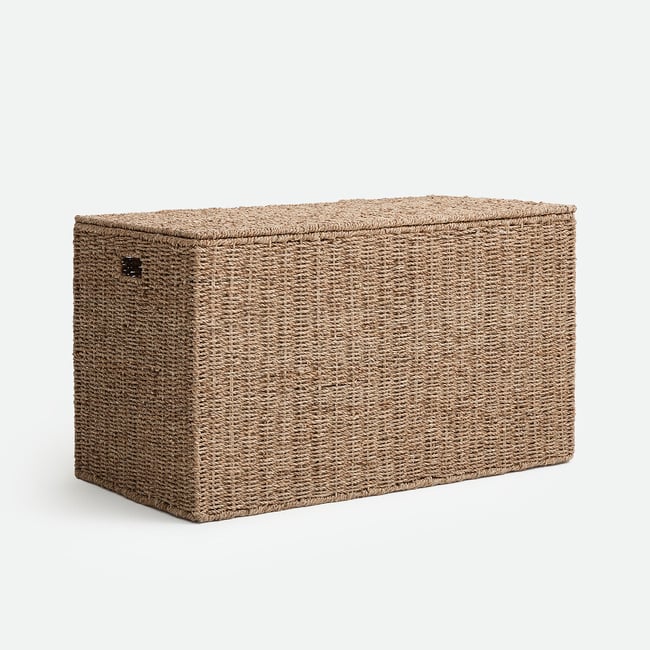 Malle en jonc de mer, AZURO Couleur naturel <span itemprop=