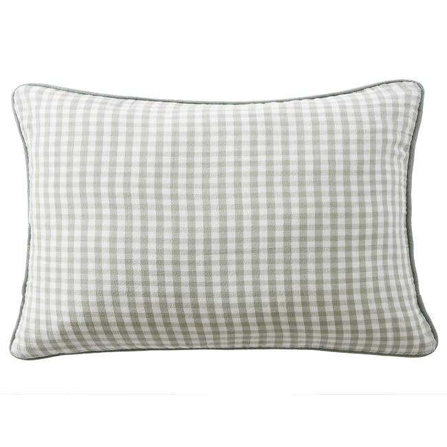 Coussin avec passepoil 40x60 cm Gaze de Coton Quadri Eucalyptus bleu clair <span itemprop=