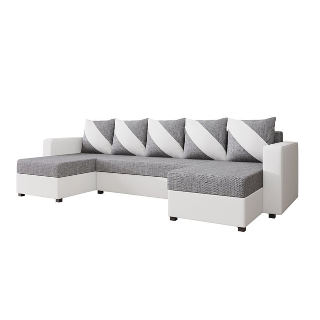 Canapé Panoramique Convertible Simili/Tissu 7 places - ROMY - LISA DESIGN