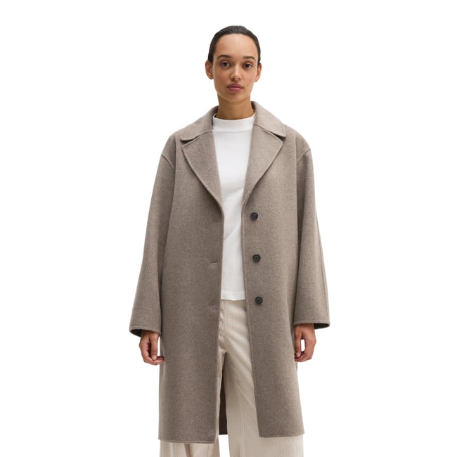 Manteau en laine relaxed en double face mélangée de haute qualité beige <span itemprop=