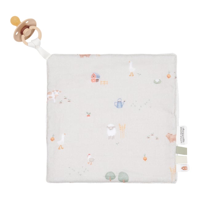Doudou attache-tétine en gaze de coton - Little Farm - LITTLE DUTCH