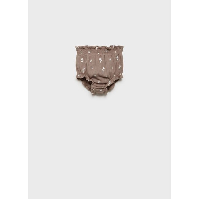 Short brodé à fleurs blanc cassé <span itemprop=