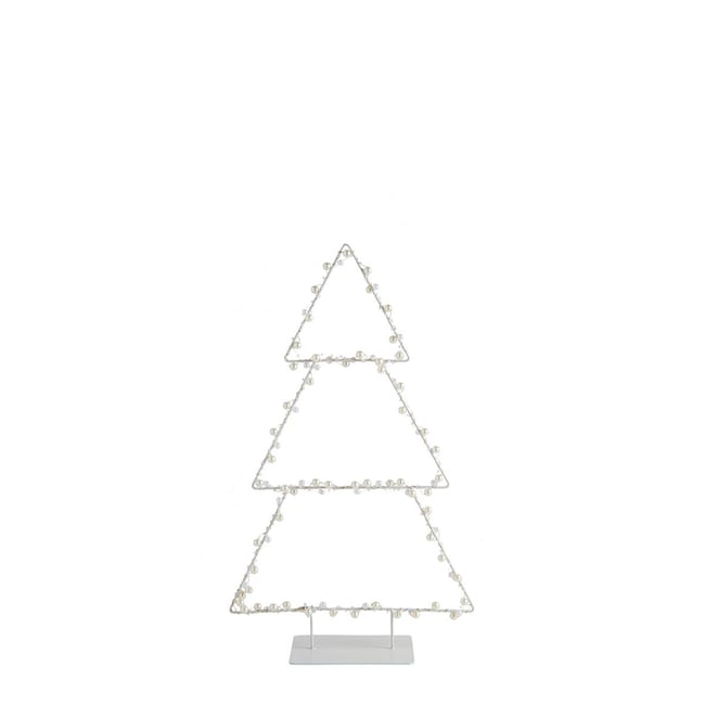 Sapin lumineux en métal - Petit modèle - H. 50 cm Couleur blanc <span itemprop=