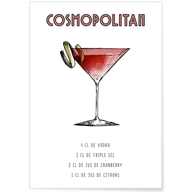 Affiche Cocktail Cosmopolitan Couleur blanc <span itemprop=