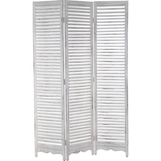 Paravent en bois, vintage élégant Couleur blanc vieilli <span itemprop=