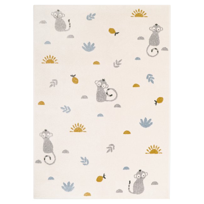 Tapis enfant petits singes LITTLE WILD MONKEY Couleur miel <span itemprop=