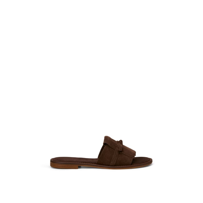 Mule modèle Babette en cuir velours doux dunkelbraun <span itemprop=