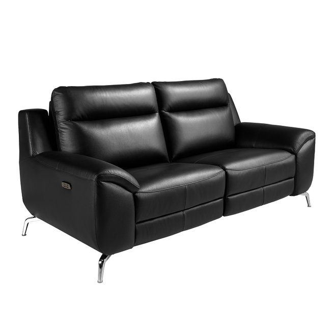 Canapé relax 2 places en cuir Couleur acier noir <span itemprop=