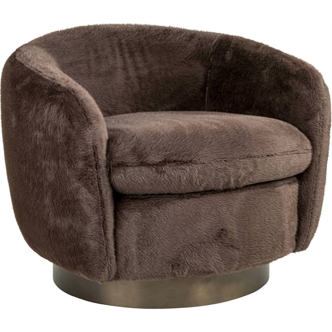 Fauteuil lounge pivotant tout doux Couleur chocolat fluffy <span itemprop=