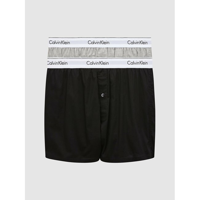 Pack of 2 Boxers, black + light grey marl, CALVIN KLEIN UNDERWEAR