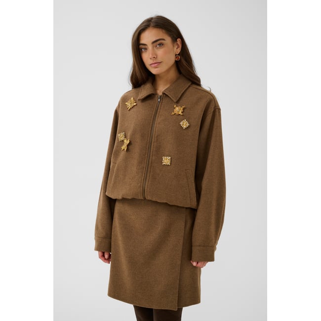 Veste marron toffee melange <span itemprop=