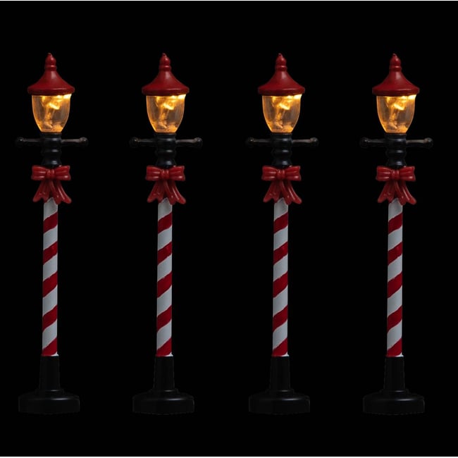 Lot de 2 accessoires village lampadaires 4 LED blanc LUMO Couleur rouge <span itemprop=
