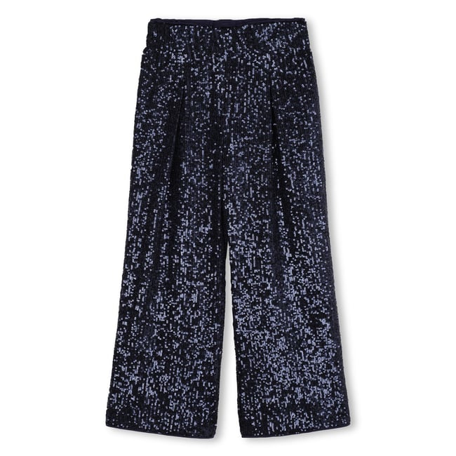 Pantalon fluide en sequins indigo blue <span itemprop=