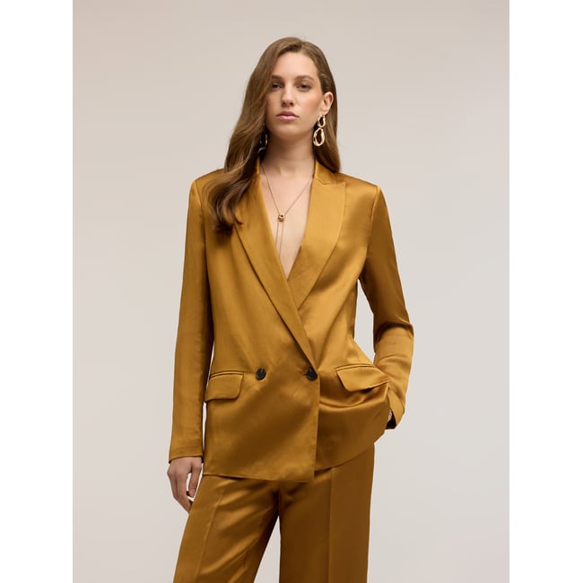 Veste structurée double boutonnage jaune <span itemprop=