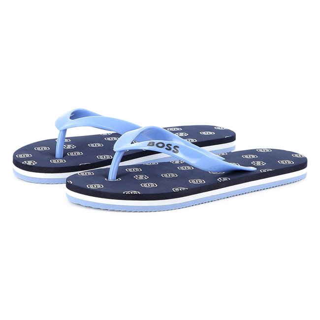 Tongs imprimées bleu cargo <span itemprop=