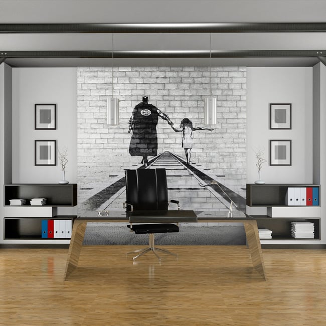 Papier peint intissé panoramique Street art Super-héros Couleur noir <span itemprop=