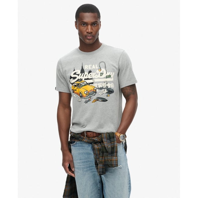 T-shirt à motif New York Vintage Logo gris chiné <span itemprop=
