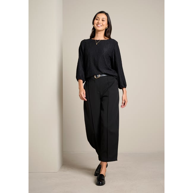 Pantalon barrel avec ceinture noir <span itemprop=