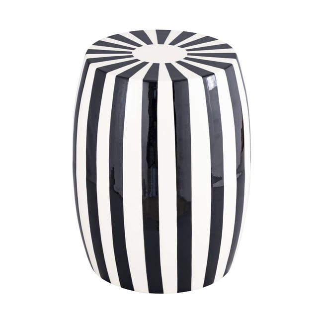 Table d'appoint, bout de canapé, table de chevet acier émaillé, rayures bicolores Ø35 x H 46cm MIZZY - SWEEEK