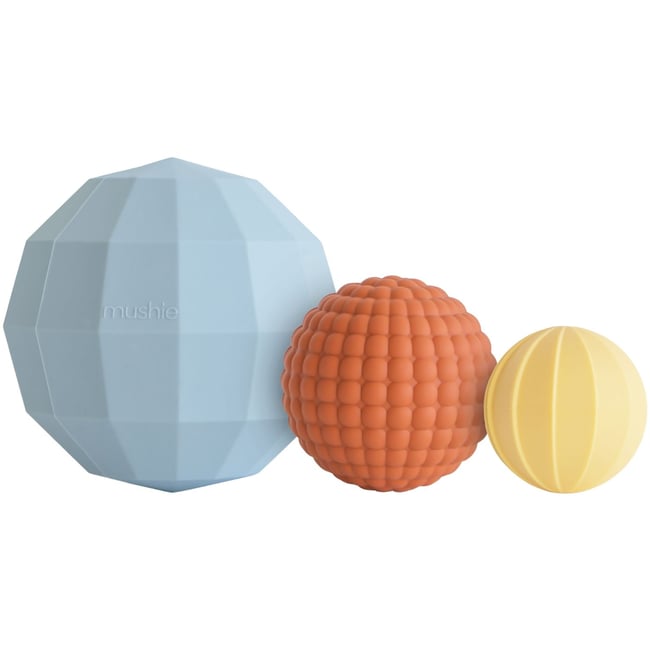 Lot de 3 jouets sensoriels Nesting Spheres bleu, jaune, marron <span itemprop=