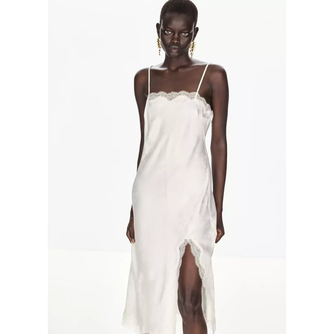 Robe jacquard en dentelle blanc <span itemprop=