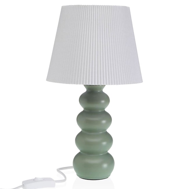 Lampe à poser en céramique verte et abat-jour plissé blanc 17.5x17.5x32.5cm Couleur vert <span itemprop=