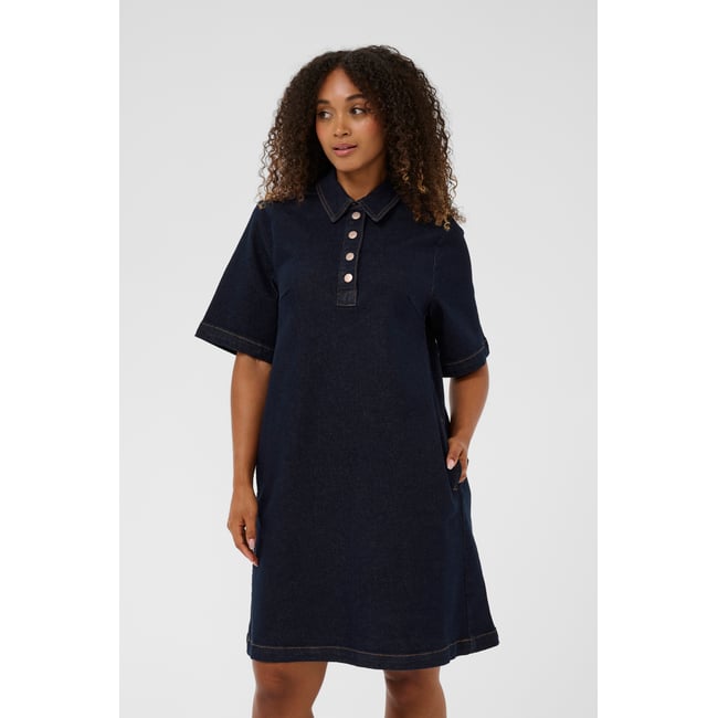 Robe en jean bleu dark blue denim <span itemprop=