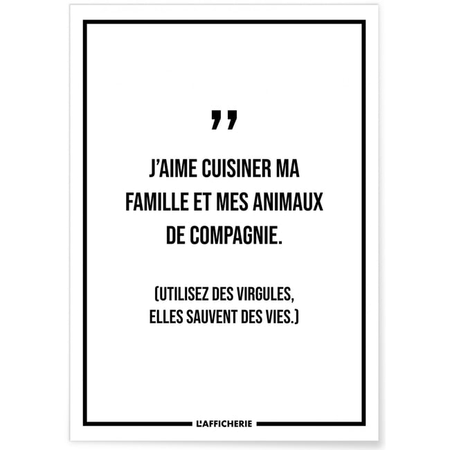 Affiche 'J'aime cuisiner...' Couleur blanc <span itemprop=