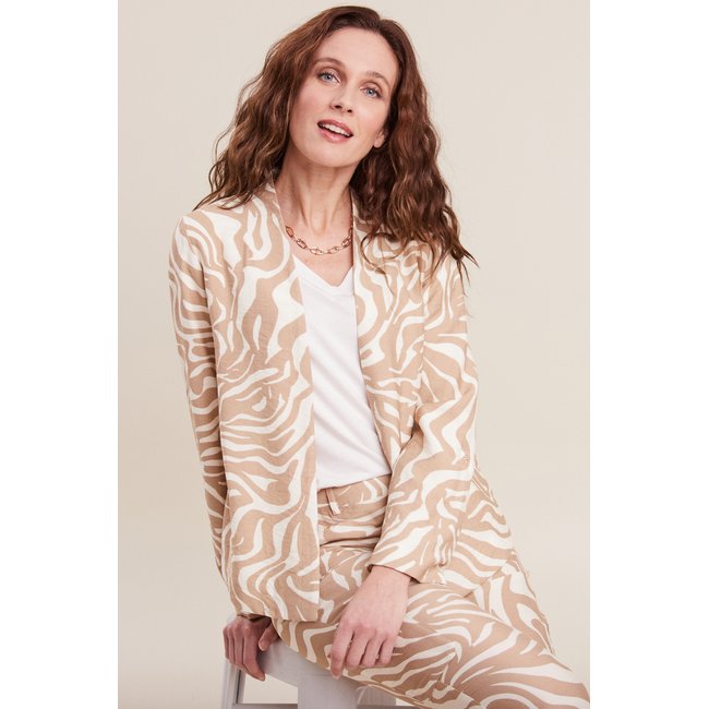 Veste droite manches longues beige <span itemprop=
