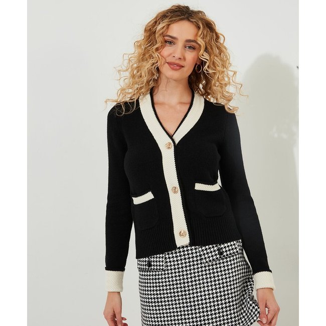 Cardigan con tasche davanti nero/bianco JOE BROWNS