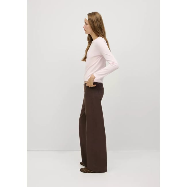 Jean taille basse coupe droite marron <span itemprop=