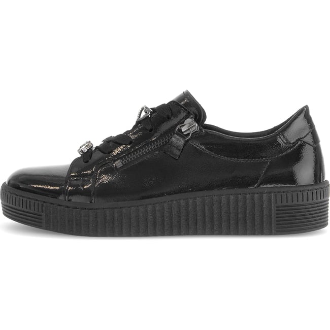 Baskets en cuir à talon compensé noir <span itemprop=