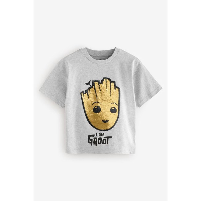 T-shirt groot à sequins réversibles gris <span itemprop=