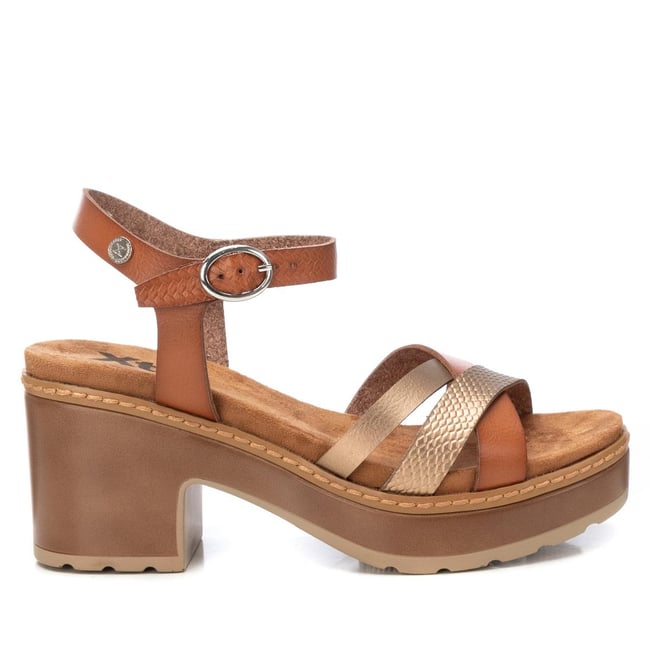 Sandale Talon Boucle camel <span itemprop=