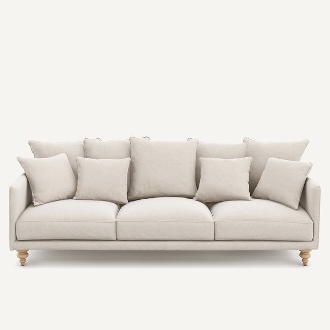 Canapé 3, 4 ou 5 places, en toile chinée, LAZARE Couleur ivoire <span itemprop=