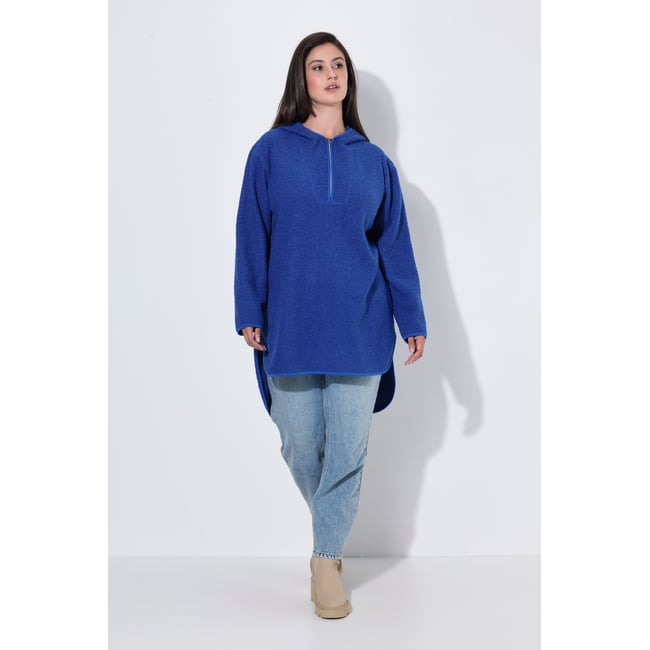 Sweat-shirt long en polaire bouclée, capuche - ULLA POPKEN