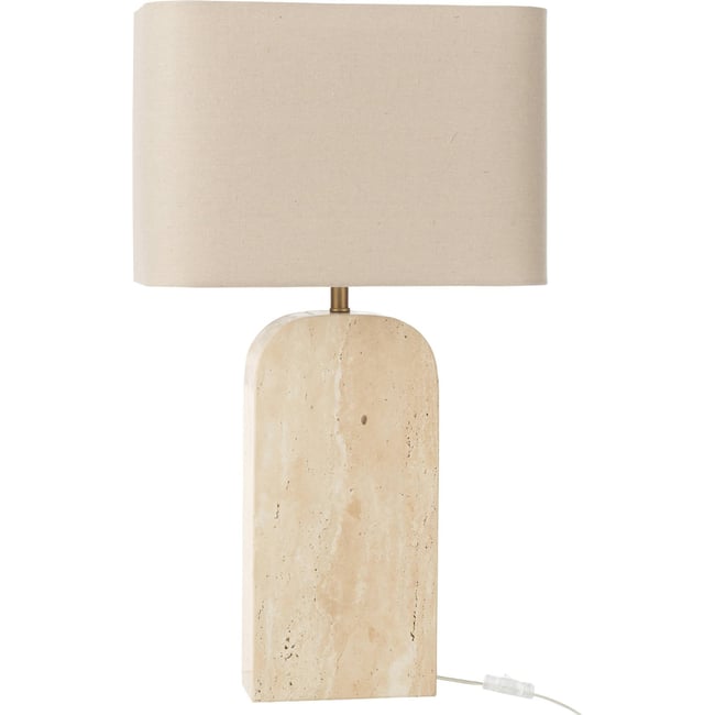 Lampe rectangulaire en pierre travertin pour salon Couleur beige travertin naturel <span itemprop=