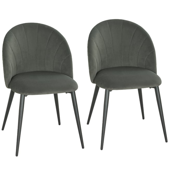 Chaise de salle à manger Velours (100 % Couleur gris et noir <span itemprop=