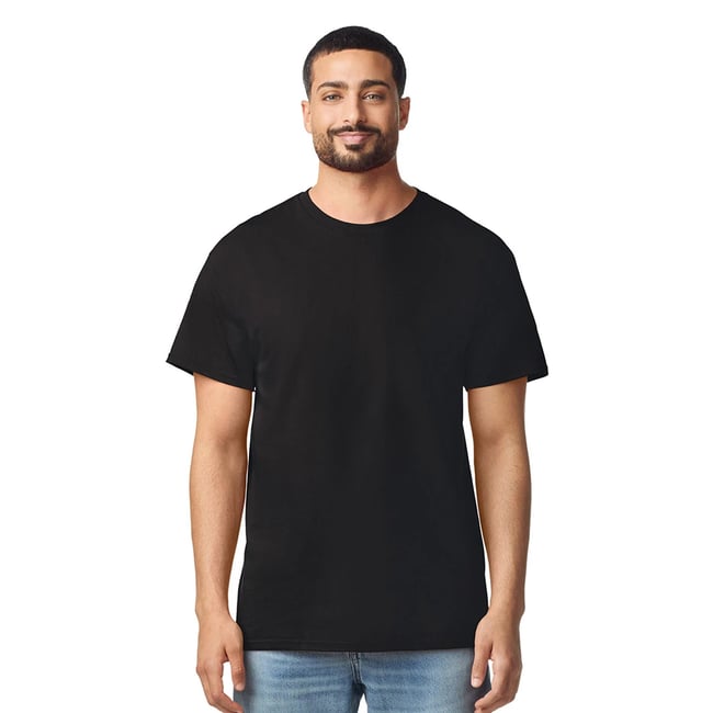 T-shirt uni manches courtes en coton noir <span itemprop=