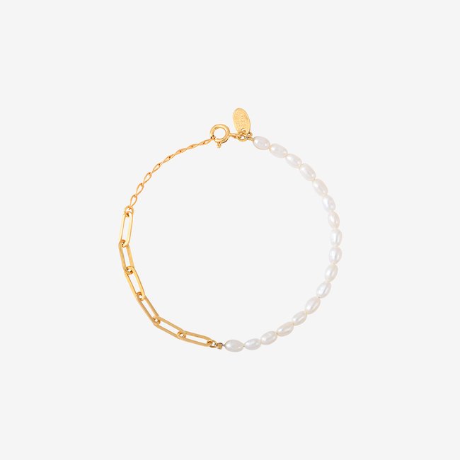 Bracelet doré perle de culture blanche - MEGHAN perle de culture blanc <span itemprop=