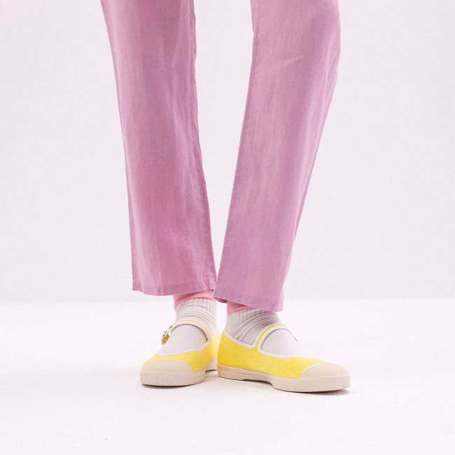 Tennis babies éponge en coton jaune <span itemprop=