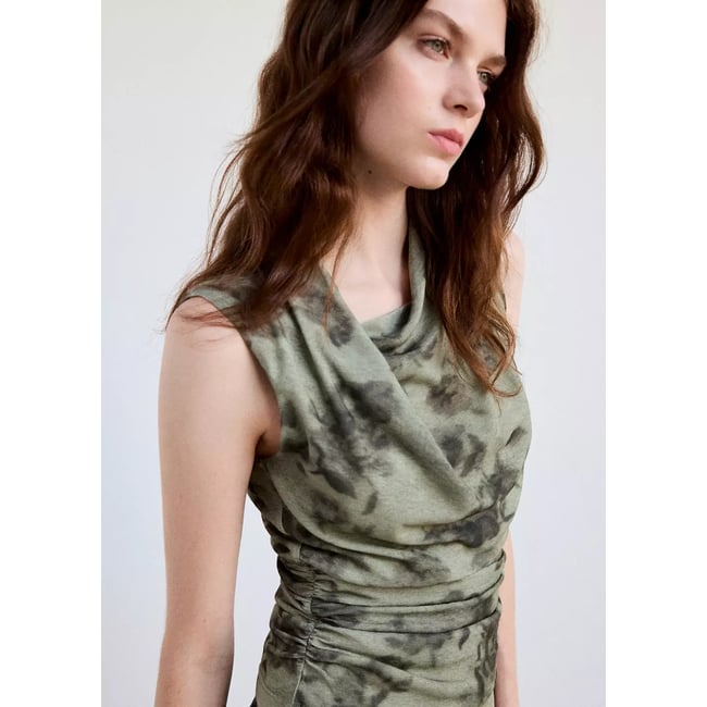 Top imprimé drapé vert <span itemprop=