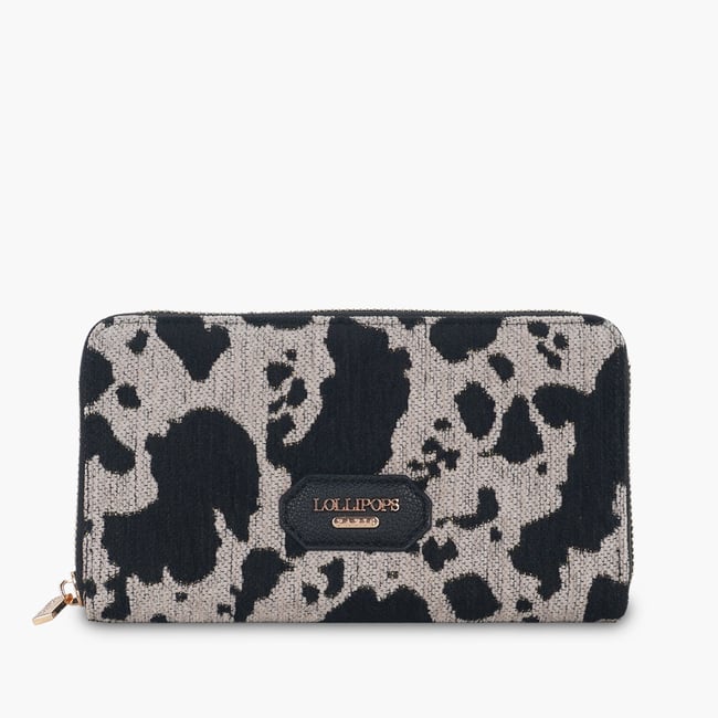 Grand Portefeuille imprimé vache Talaya noir,blanc <span itemprop=