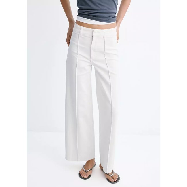 Jean large taille haute blanc <span itemprop=