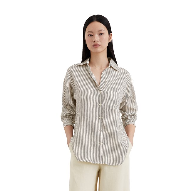 Blouse à rayures relaxed en mélange crinkle-viscose multicolor <span itemprop=
