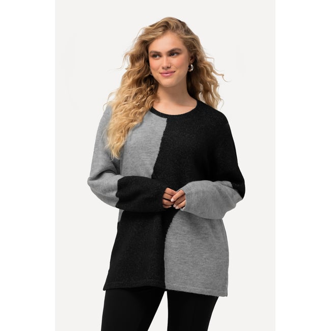 Pull à col rond et manches longues noir <span itemprop=